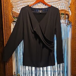 Jason Wu Black Draped Crossover Long-Sleeve Top